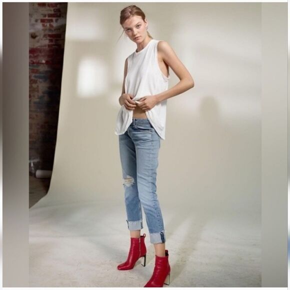 Rag & Bone Dre in "June" Skinny Destructed & Distressed Cropped Jeans Size 26 - Picture 1 of 8